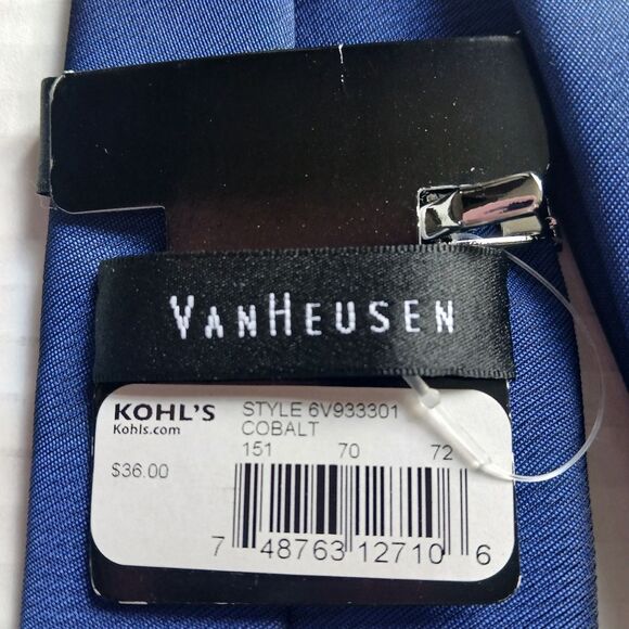 Van Heusen Kohl's Men's Cobalt  Blue Textured Tie - Picture 4 of 9